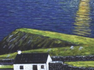 Painting of sunset over Tory Island